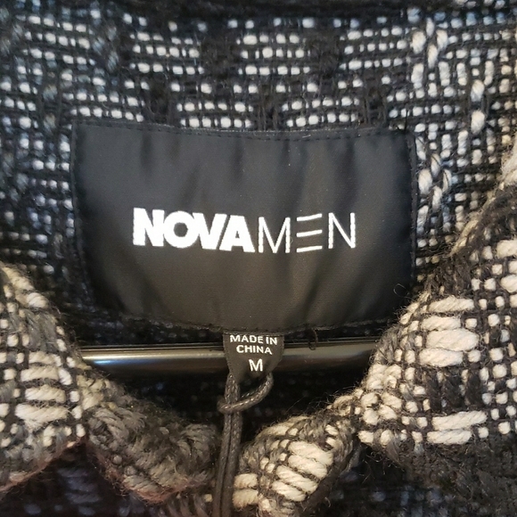 Fashion Nova Men Black and Gray Checkered Jacket - Picture 2 of 5